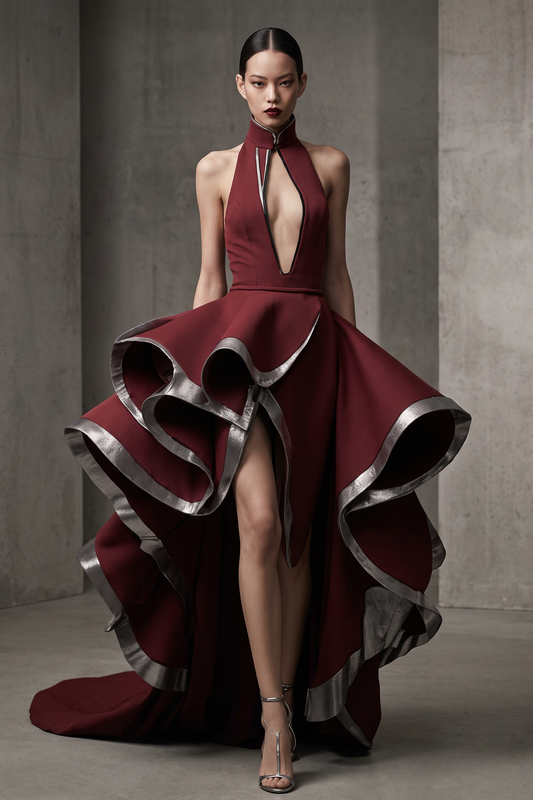 High-Low Halter Neck Gown