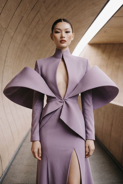 Collar Neck Long Sleeve Gown