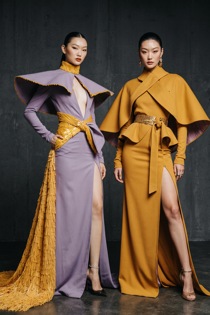 Long Sleeve Deep-V Gown