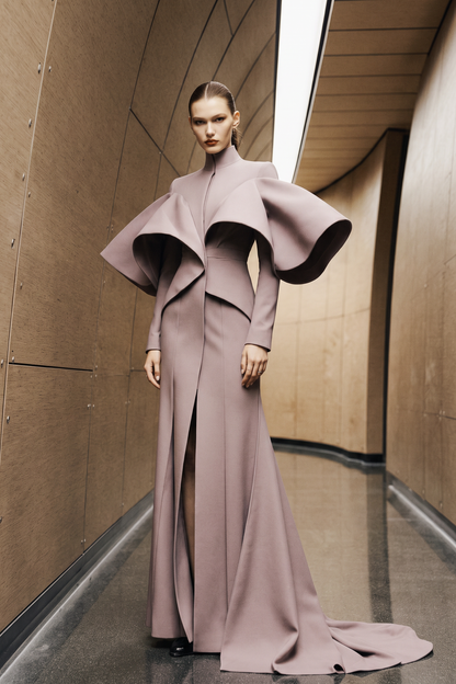 High-Neck Long Sleeve Gown