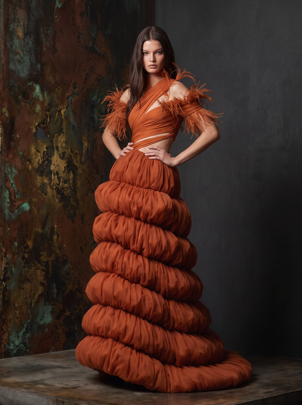 Asymmetric Shoulder Gown