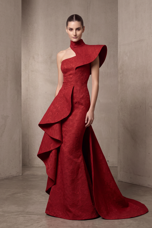 Asymmetric Design Gown