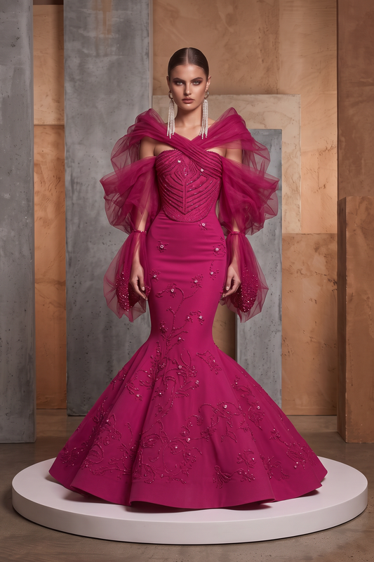 Embroidered Mermaid Gown