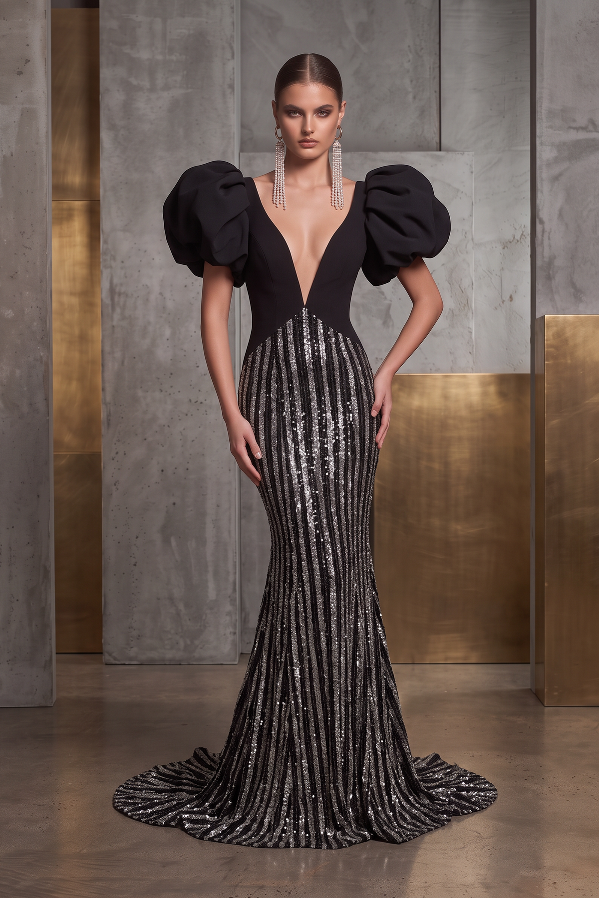 Vestido de manga corta abullonada