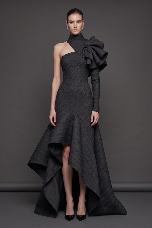Vestido de un solo hombro detallado