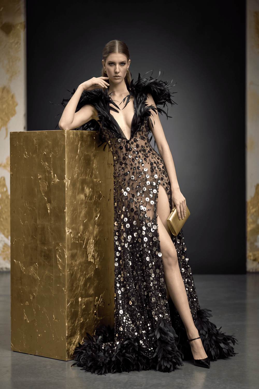 Sleeveless V-Neck Gown