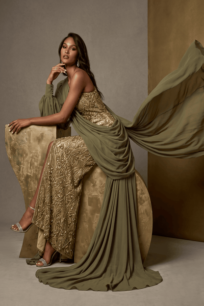 One-Shoulder Evening Gown