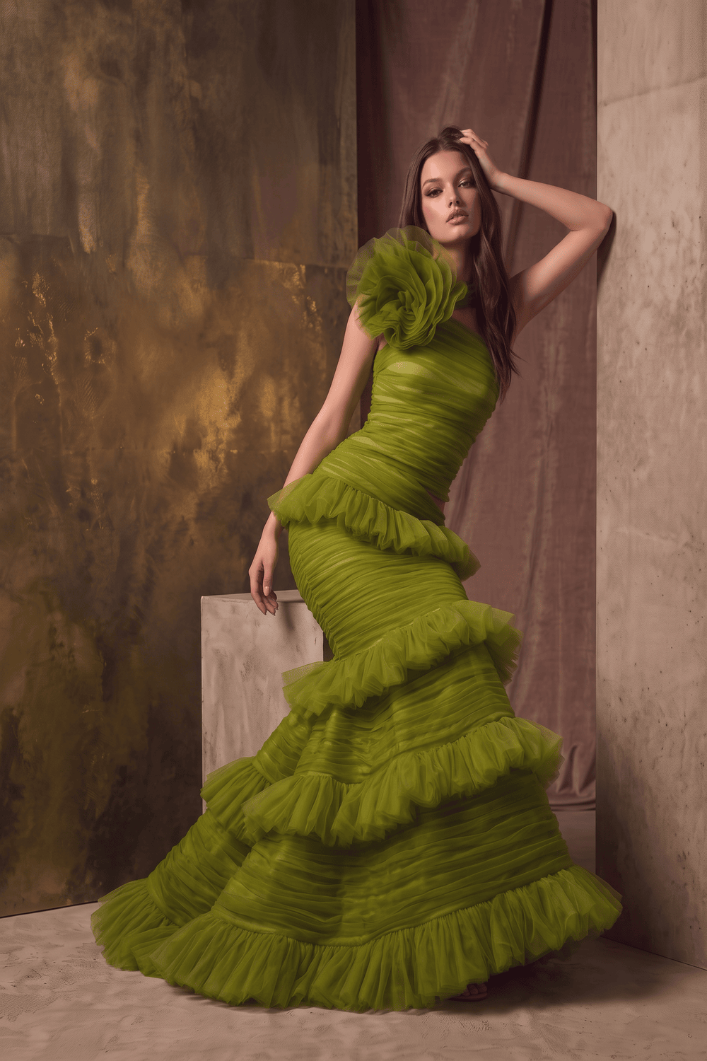 Sleeveless Tiered Gown