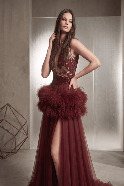 Sleeveless V-Neck Gown