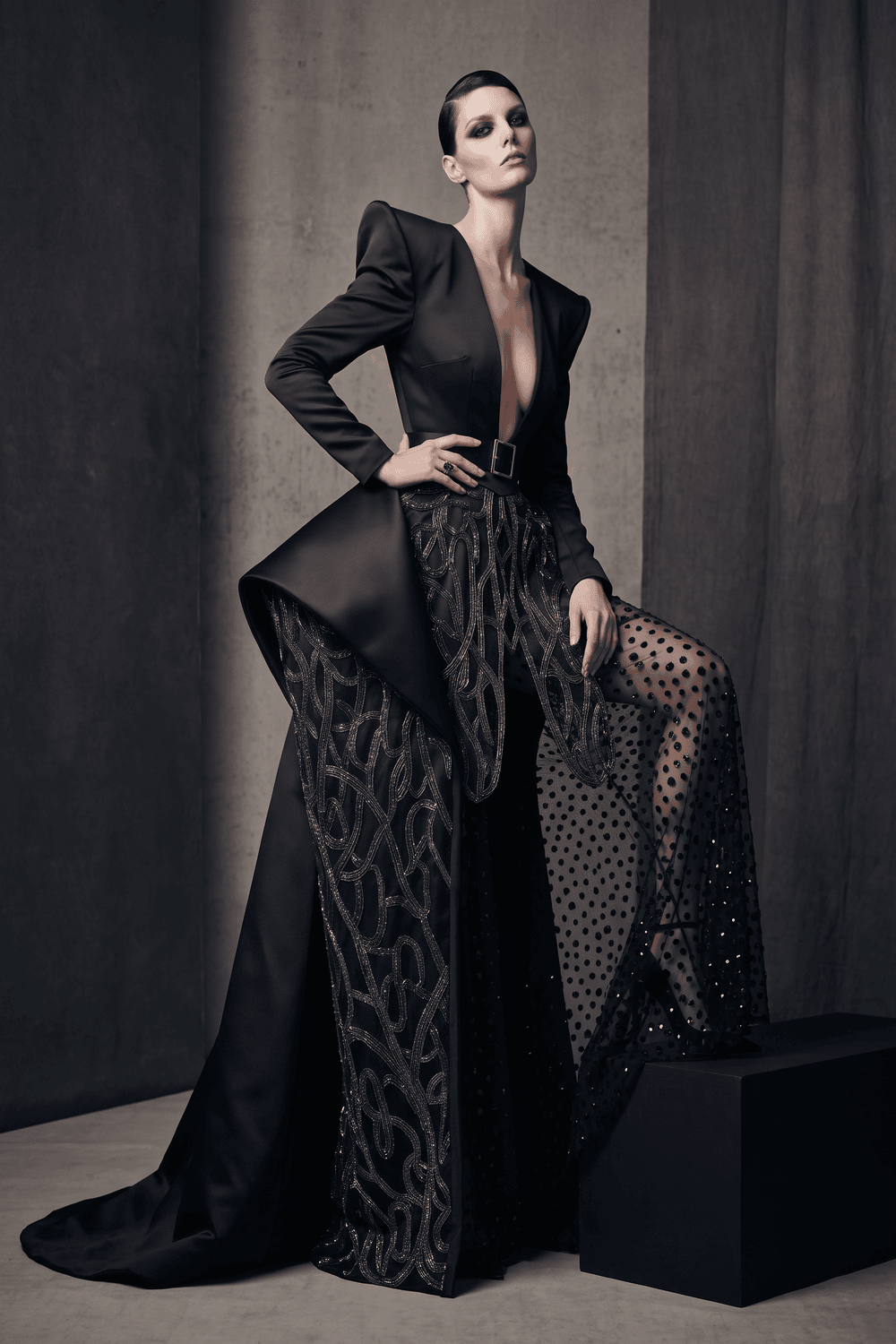 Long Sleeve V-Neck Gown
