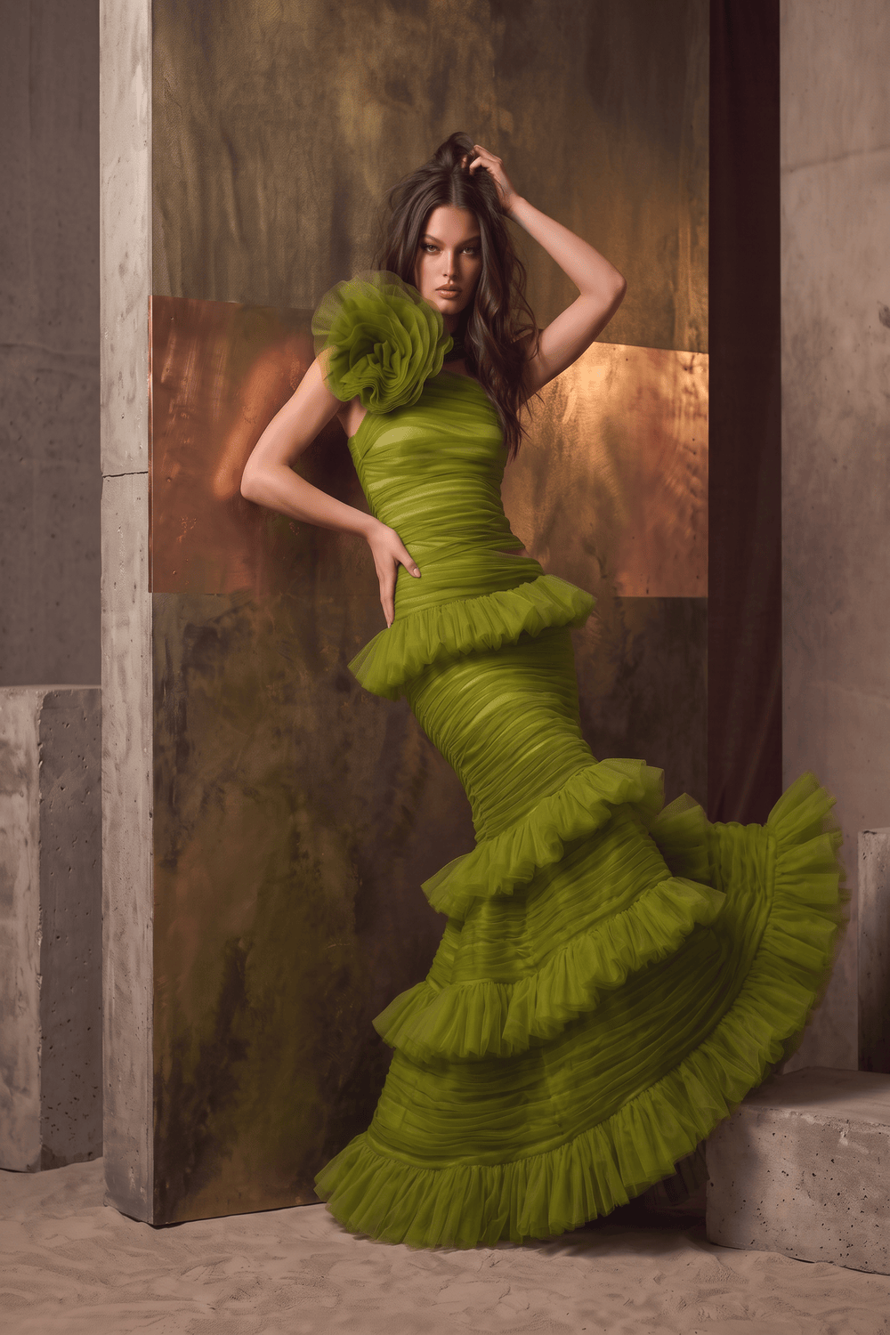 Sleeveless Tiered Gown