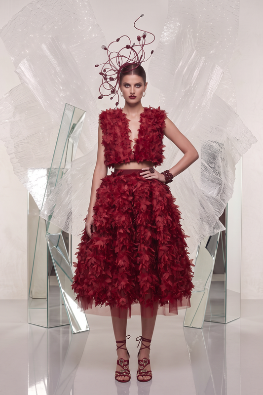 Feathered Two-Piece Set