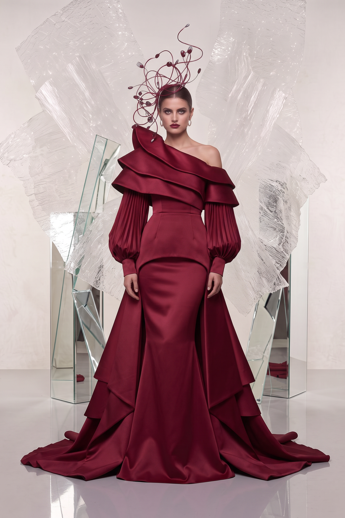 Sculpted Off-Shoulder Mermaid Gown