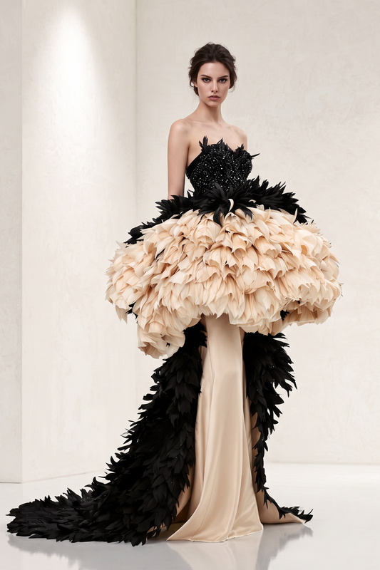 Vestido de gala tipo falda estilo puf multimedia