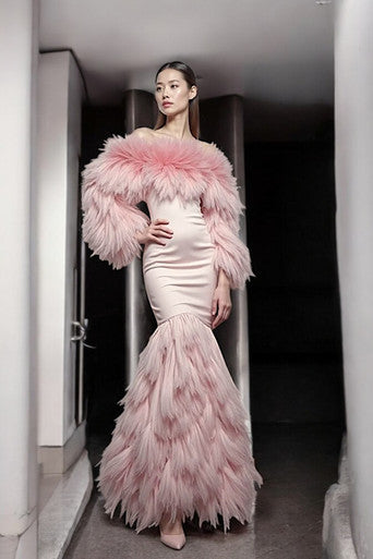 Long Feathered Gown