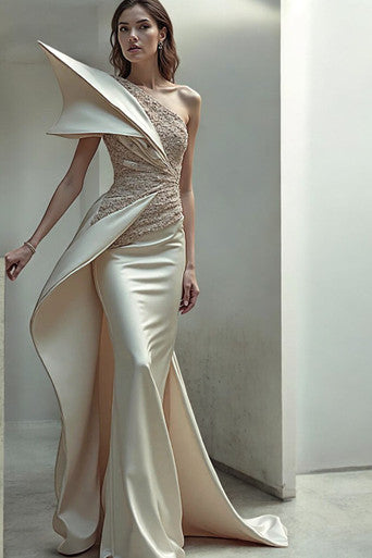 Asymmetric Dramatic Side Gown