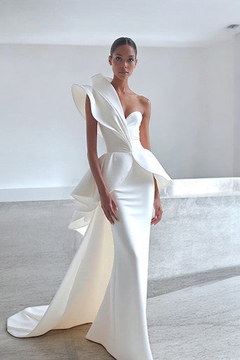Asymmetric Ruffle Gown