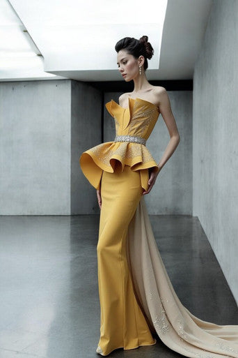 Strapless Banded Bodice Gown