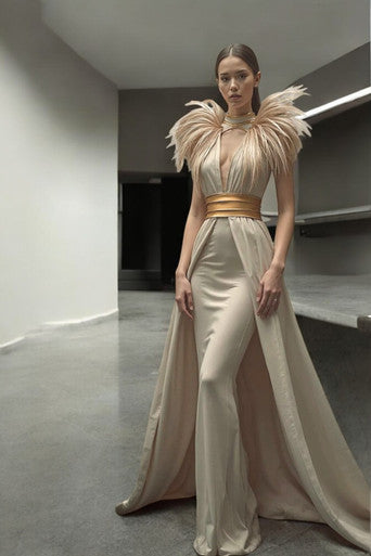 Suri Feather Neck Gown