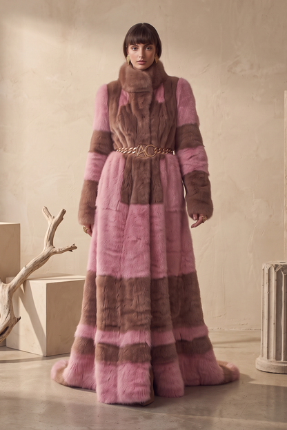 Funnel Neck Faux Fur Coat